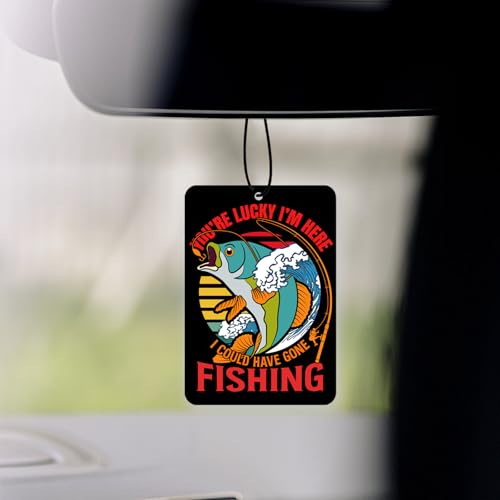 Image of 5pcs Gone Fishing Car Air Freshener Funny Car Accessories Automotive Interior Hanging Scents Mirror Decor for Men Teen Boys Fishermen Gifts