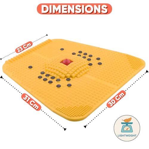 Image of Livronic Acupressure Mat For Foot,Magnetic Pyramidal Foot Power Mat,Acupuncture ,Stress Reliever Plate Therapy For ,Pain Relief,Blood Circulation,Health Care Heel Knee Leg Sciatica Massager(Yellow)