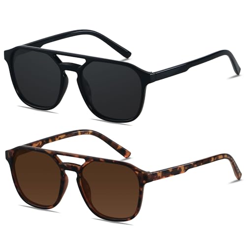 ANDWOOD Trendy Aviator Polarized Sunglasses Men Women Square Stylish Frame Sun Glasses