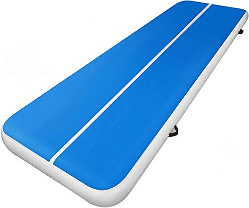 VEVOR Tapis de Gymnastique Gonflable Tapis de Gymnastique Piste aérienne PVC Tapis de Tumbling Pression Maximale 0.22 Bar Piste Gonflable Gymnastique Yoga Fitness Entraînement (300x100x20cm, Bleu) Cover