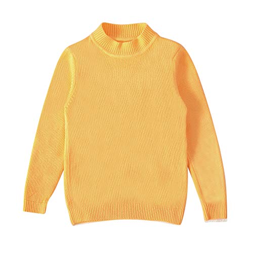 woshilaocai Toddler Kids Baby Boy Girl Winter Clothes Knit Sweater Shirt Long Sleeve Pullover Solid Crewneck Sweatshirt (Yellow, 4-5 Years)