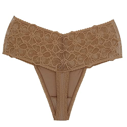 Delcroix Lace Thongs for Women - Cotton Underwear Panties Pack4