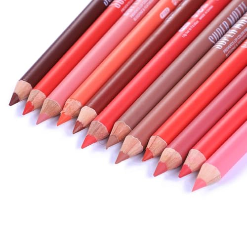 Image of Super Matte Lipliner Set Of 12 - Pencil Waterproof, Nude, Professional Multicolored Long-Lasting for Women and Girls