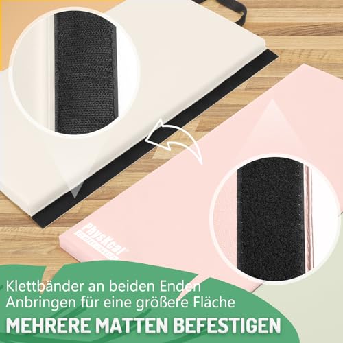 PhysKcal 5 Panel Macaron Klappbare Weichbodenmatte Turnmatte Fitnessmatte Gymnastikmatte mit Tragegriffen, Sportmatte Spielmatte, Tumbling-Matte für Kinder, Polsterung für Activity Play