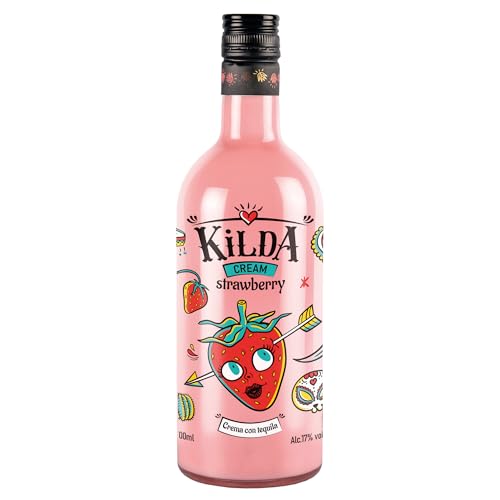 KILDA |Crema de Fresas con Tequila | 700 ml | Fusión de Sabores | Tequila Fresa Auténtico 17º | Tequila Rosa Bebida | La Bebida ideal para Celebraciones y Fiestas | Crema de Tequila Sabor Fresa