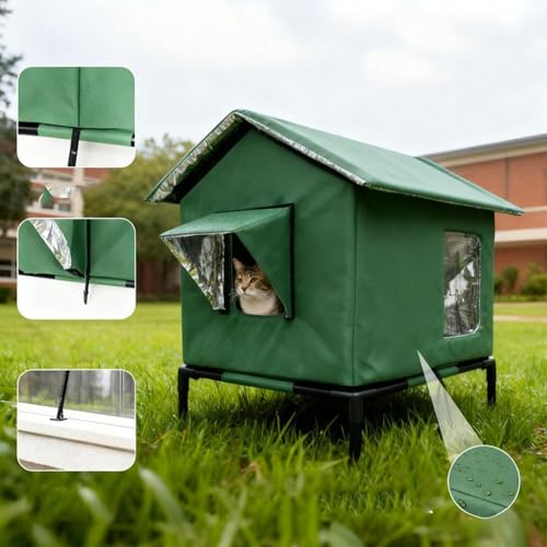 Abri pliable pour chat exterieur imperméable et maison isolée jardin - 5