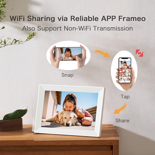 Image of Frameo 10.1 Inch Digital Picture Frame, Smart WiFi Electronic Photo Frame | 32GB, 1280*800IPS Touch Screen Electric Frame, Auto-Rotate, Share Photos Video, Birthday Gift for Mom, Women, Grandparent