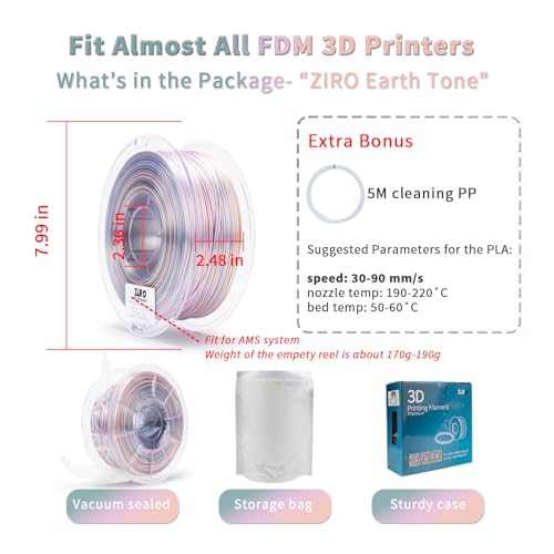 Image of ZIRO 3D Printer Filament PLA, Fast Color Change Silk, 1KG Earth Tone
