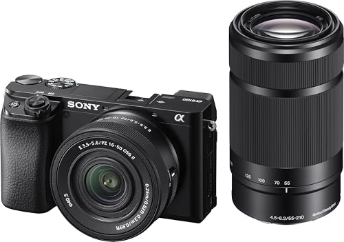 Sony Alpha 6100 Kit Fotocamera Digitale Mirrorless con Obiettivi Intercambiabili SELP 16-50mm + SEL 55-210mm, Sensore APS-C, Video 4K, Real Time Eye AF, ILCE6100AB + SELP16502B + SEL55210, Nero