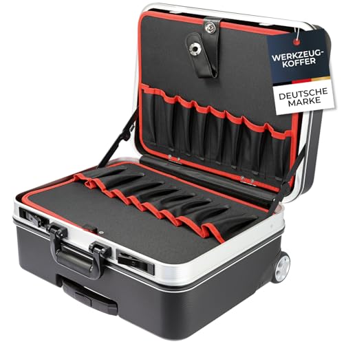 HMF 15602-02 Werkzeugtrolley leer Werkzeugkoffer aus ABS-Kunststoff mit Rollen | 47 x 40 x 24 5 cm