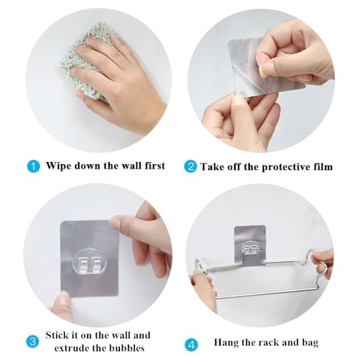 Trash Bag Holder for Cabinet Doors & Cupboards, Stainless Steel Garbage Bag Holder with Adhesive Base Sticker, Portable Kitchen Trash Can for Under Sink Trash Bag Holder, Under Counter Trash Can — view 4