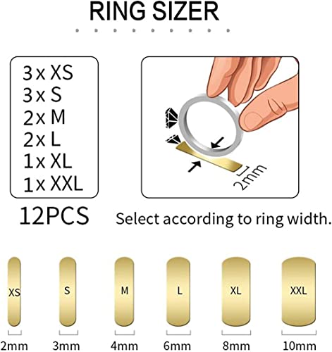 ELECDON Ring Size Adjuster, Invisible Ring Size Reducer Spacer Ring Guard (Style B - 12 Pcs - 6 Sizes)