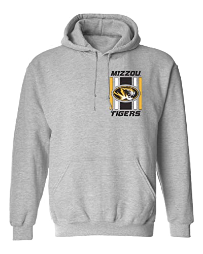 CornBorn Missouri Tigers Hoodie - Hooded Vert Stripe Mizzou Tigers - Gray - L