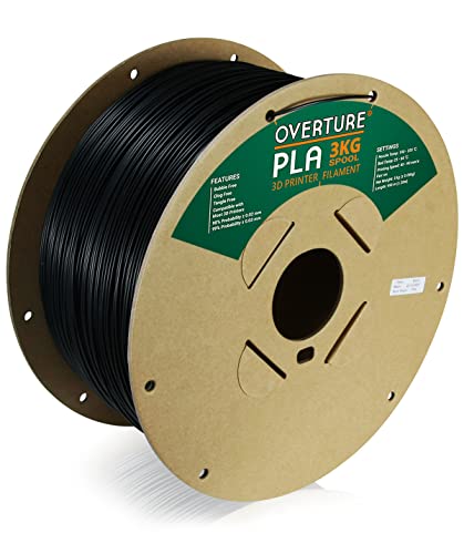 Overture Pla Filament 1.75Mm Pla 3D Printer Filament, 3Kg Cardboard Spool (6.6Lbs), Dimensional Accuracy +/- 0.03Mm, Fit Most Fdm Printer(Black 3Kg-1 Pack) #TOP29