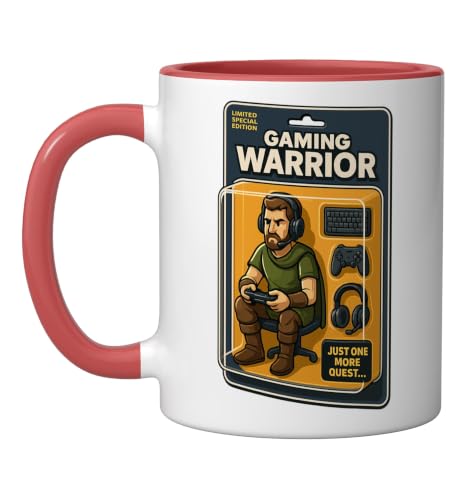Gaming Warrior RPG Action Figure Mug 11oz Red/White
