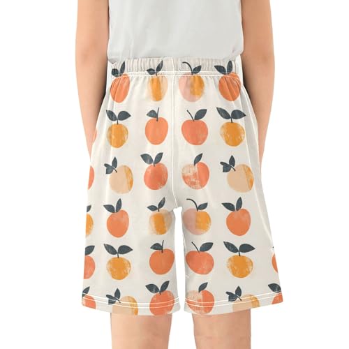 Peach Watercolor Pattern Pajama Shorts Summer Lounge Pajama Bottoms Elastic Waist Pjs Pants for 6-14 Years2
