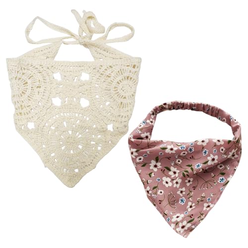 2 Piezas De Pañuelos De Flores Huecos, Pañuelos Tejidos A Mano, Bandas Elásticas Para El Cabello De Moda, Accesorios Para El Cabello De Vacaciones De Verano, Ropa Para Usar Con Accesorios.
