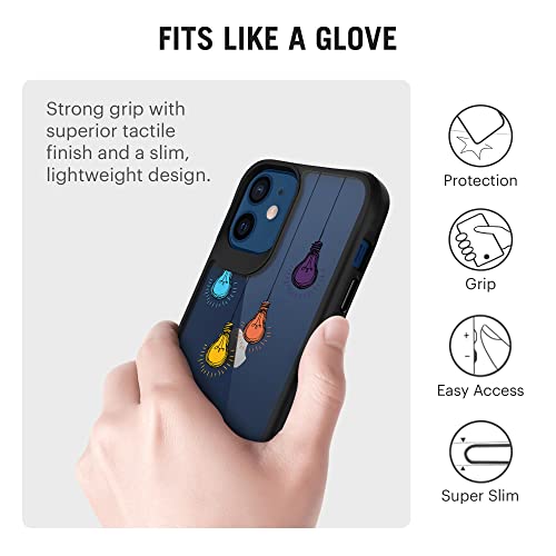 Image of DailyObjects Mobile Phone Case for iPhone 12 | Printed Clear Bulbs Black Hybrid Clear Case Cover Slim Back Cover | Designer Matte Finish | Hard Ultra Protective & Anti Shock