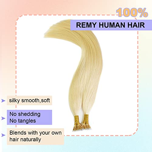 KOCONI 14 Inch Bleach Blonde Nano Rings Hair Extensions Real Human Hair Extensions Platinum Blonde #24 Double Drawn Nano Ring Hair Extension Nano Tip Beads Human Hair Extensions 50g 1g/Strand - Image 3