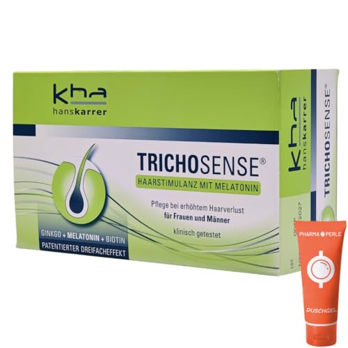 Hans Karrer Trichosense Lösung 30x 3 ml I Pflege bei erhöhtem Haarverlust für Frauen und Männer I Haarausfall I dünnes Haar I gesunde Haare I Melatonin I Biotin I Spar-Set plus Pharma Perle (1x)