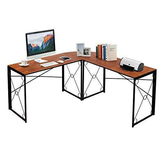 VECELO L Shaped Computer Corner Desk, 59’’x59’’ Large Industrial Home Office Workstation, Multi-Usage Long 2 Person Table, Easy Assembly/Saving Space, 39.4 in x 19.7 in x 29.5 in, Brown