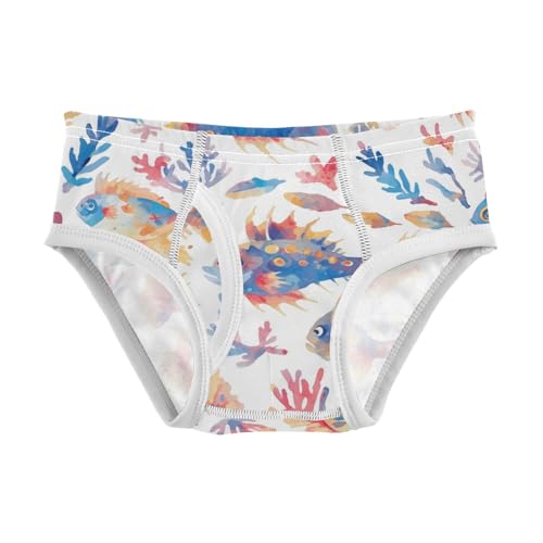 KLL Puffer Hawaiian Fish and Seaweed Little Boys Comfort Briefs Underwear Breathable Children Undies