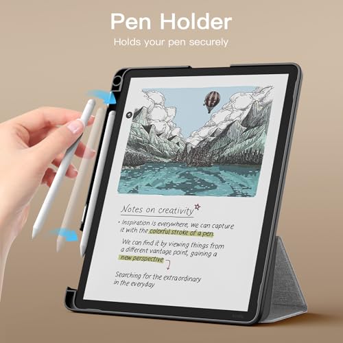 Image of MoKo Stand Case for 11 inch Kindle Scribe (3rd Generation -2025) & Kindle Scribe Colorsoft (1st Generation 2025) - Premium Leather Trifold Stand Cover with Pen Holder, Auto Sleep /Wake, Denim Gray