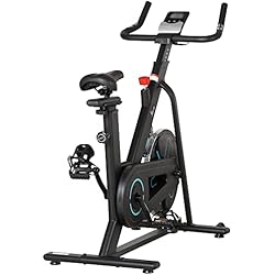 Bicicleta Estatica Con Ruedas HOMCOM Bicicleta Estática Bicicleta de Fitness Ciclo Indoor Resistencia Ajustable con Asiento y Manillar Ajustables en Altura Pantalla LCD Pulsómetro y Ruedas Carga 110 kg 110x52x105-120 cm Negro