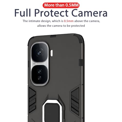 Image of Pikkme D5 Tough Armor Bumper Case | 360 Protection Case | Ring Holder Stand Back Cover for iQOO Neo 10 5G (Black)