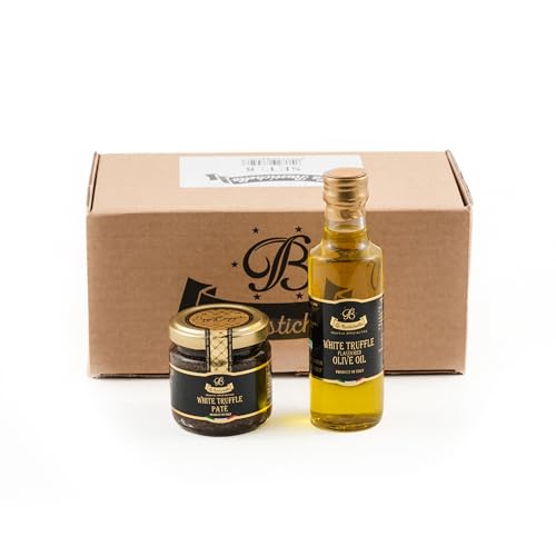 La Rustichella - Set de Paté de Trufa Blanca 90g & Aceite de Trufa Blanca 100ml , Vegano , Sin Gluten , Sin Colesterol - Delicias Italianas