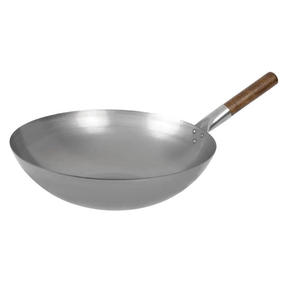London Wok Silver Round Bottom Wok 38Cm