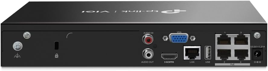 TP-LINK VIGI NVR1004H-4P 4 Channel PoE+ Network Video Recorder, 247 Continuous Recording,4K HDMI Video Output & 16MP Decoding Capacity (LD)