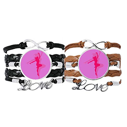 Pink grassouillet danse le ballet bracelet amour couple cuir de qualité supérieure