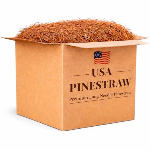 Long Needle Pine Straw Mulch - 240 Sqft Coverage 1 Set - Premium USA Harvested PineStraw for Landscaping, Weed Control, Moisture Retention & Erosion Control - USA Pinestraw