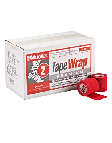 Image of Mueller TapeWRAP Premium Cohesive Tape, 2 inch x 6 yd, Red, 24 Rolls