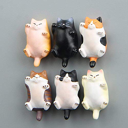 Set de 6 imanes decorativos para refrigerador en forma de gato miniatura 6