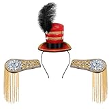 Lrvcnva Circus Ringmaster Hat Headband and Shoulder Epaulets Set for Women,3Pcs Circus Ringmaster Costume Accessories Women