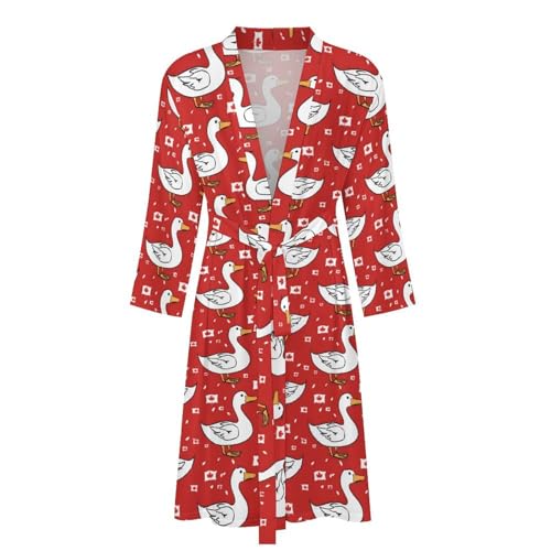 Ducks Canada Flag Funny Men's Robe Soft Lightweight Bathrobe Long-sleeve Spa Robes4
