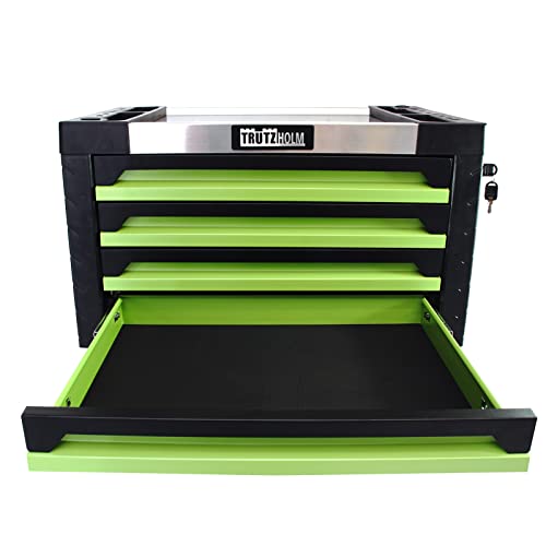 Werkstattwagen Profi Compact Massive Holzplatte mit 4 Schubladen inkl. Stauraum leer + Werkzeugkiste Werkstattwagen Aufsatz 4 Schubladen leer – Bild 8