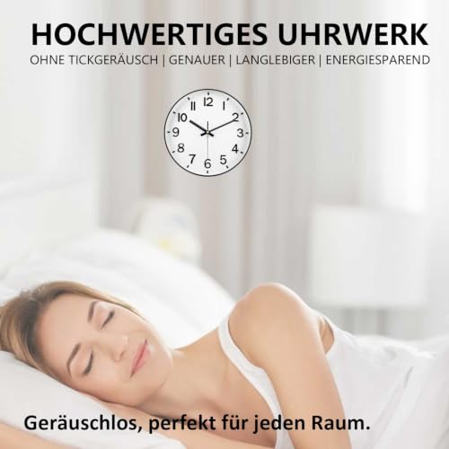Image of Black Wall Clock, 8 Inch Wall Clocks Battery Operated, Round Modern Non Ticking Silent Digital Analog Small Wall Clock for Bedroom Living Room Kitchen Office Gym Classroom Outdoor Clocks