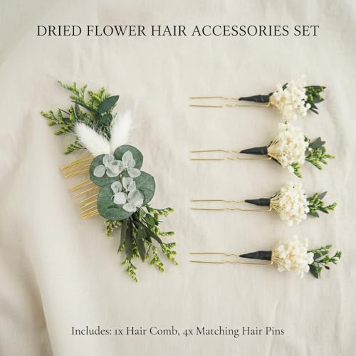 Set de Peine y Horquillas con Flores Secas para Decoración miniatura 3