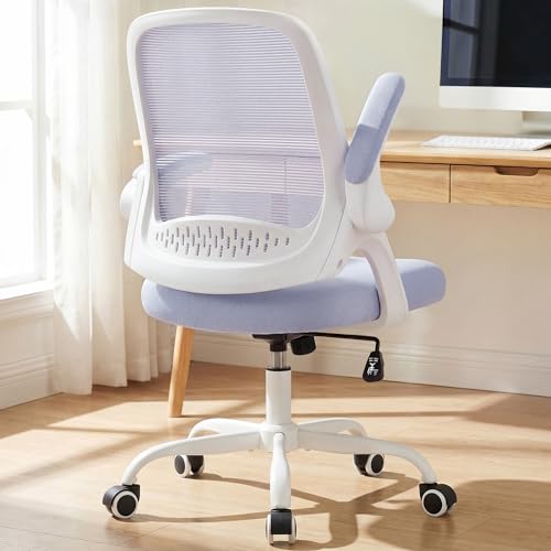 NEO CHAIR Office Chair Computer Desk Chair Ergonomic Gaming Comfy Mesh with Flip-up Arms Lumbar Support Adjustable Height Rolling Wheels for Home Office (Purple)