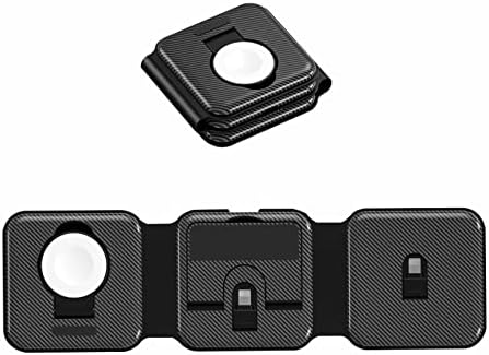 3 in 1 Wireless Charger,Foldable 3 in 1 Wireless Charging Station,Fast Wireless Charging Pad,Charging Dock Stand Compatible with iPhone 14/Pro/Max/Plus/13/12 Series,AirPods 3/2/Pro,iWatch 8-1 (Black)