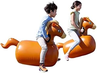 HearthSong Inflatable Horse Ride On Bouncer Hippity Hop Toy for Kids Active Play with Handles and Weighted Bottoms, Set of 2, Holds 200 Pounds