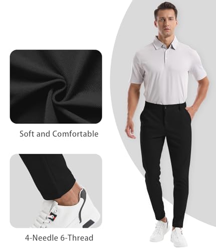 CANGHPGIN Men's Stretch Dress Pants Slim Fit Flat Front Slacks Tapered Casual Pants4
