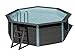Produktbild POOLCREW WPC Pool Komplettset Santorin, Aufstellpool Set inkl. Pumpe und Filter, Swimmingpool mit Sandfilteranlage und Leiter, Frame Pool rund Ø 410 x 124 cm