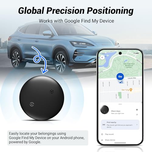 Android Tracker Auto, Tragbar Ortungsgerät Auto Google App[Find My Device], Fahrzeugortungsgeräte ohne monatliche Gebühren, Bluetooth Tracker(Nicht für iPh0ne geeignet)