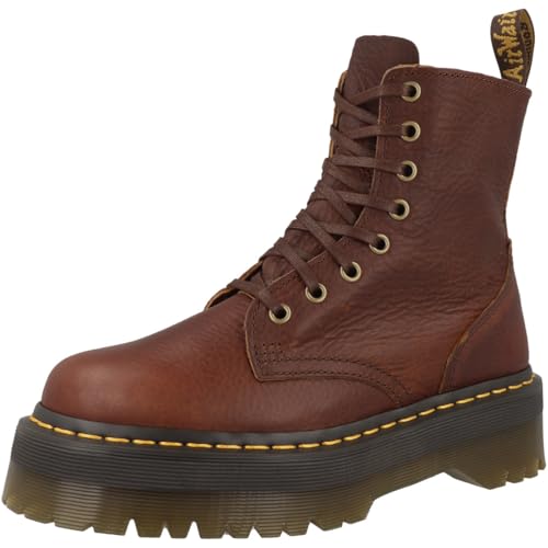 Image of Dr. Martens, Jadon 8-Eye Leather Platform Boot for Men and Women, White Polished Smooth, 7 US Women /6 US Men