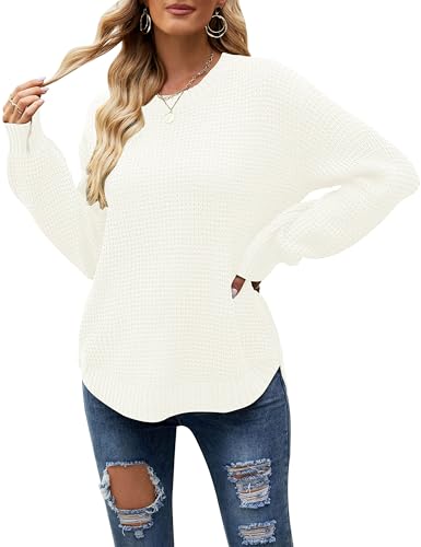 Image of MEROKEETY Women's Fall Long Sleeve Waffle Knit Oversized Sweater