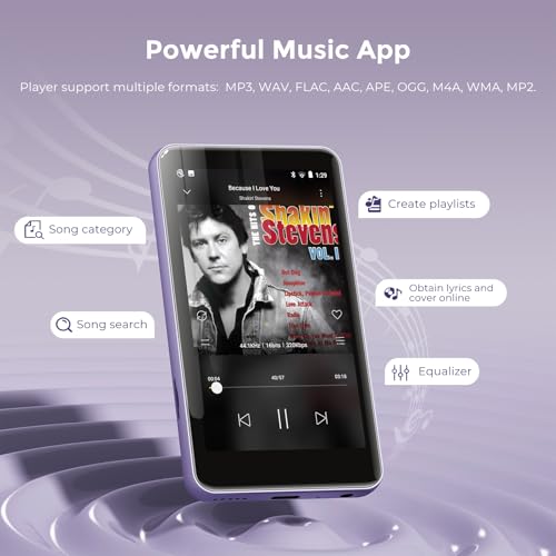 Image of innioasis 16GB MP3 Player with Bluetooth and WiFi, MP3 Player for Kids with Spotify, Spotify Kids, Pandora, Audible, 4.0 inch Touch Screen Music Player with Parental Controls, Up to 1TB (Purple)